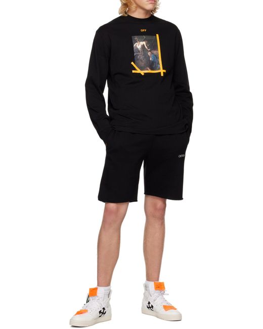 Off-White c/o Virgil Abloh Blue Painting-Print Long-Sleeve T-Shirt for men