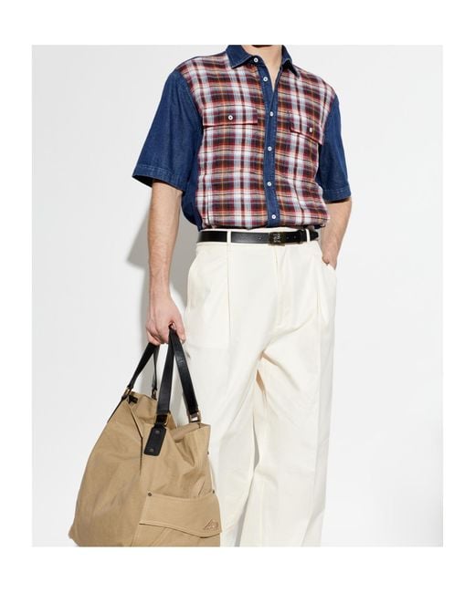 DSquared² Blue Plaid Patterned Buttoned Denim Shirt for men