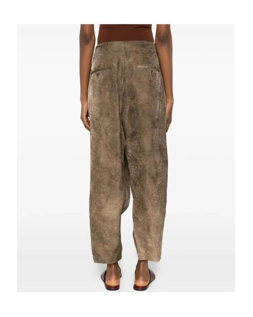 Uma Wang Green Lace-Up Casual Pants