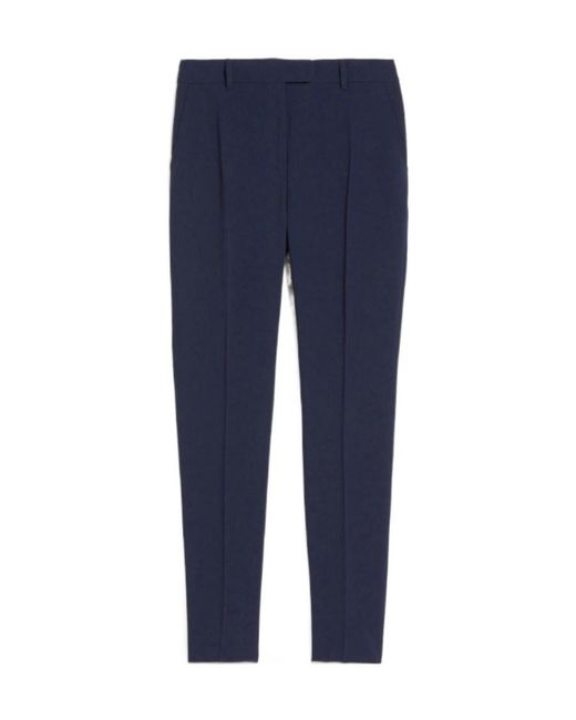 Max Mara Blue Straight Pleated Casual Pants