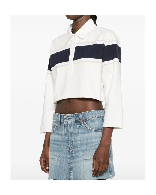 Re/done Blue Long-Sleeved Polo Shirt