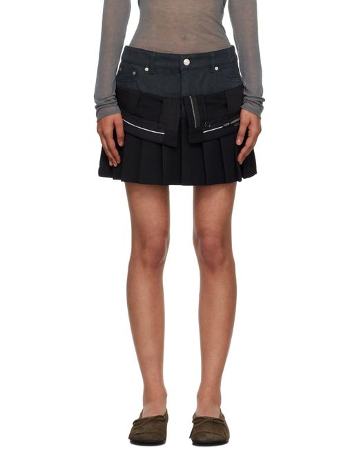 ANDERSSON BELL Black Inside Out Pleats Mini Skirt