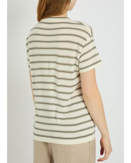 Brunello Cucinelli White Casual Striped Top