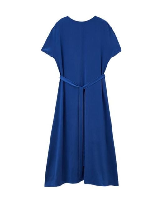 Joseph Blue Split-Sleeve Silk Maxi Dress