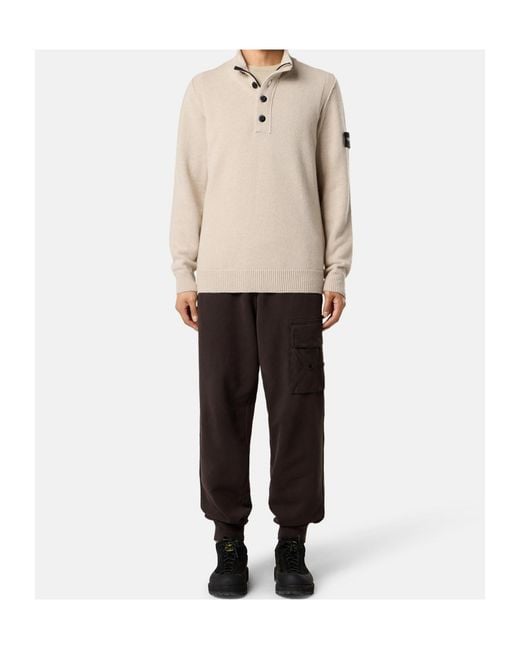 Stone Island Black Logo Patch Tapered-Leg Pants for men