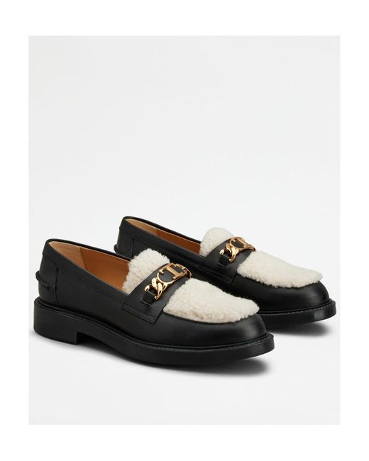 Tod's Black Logo Plaque Loafers