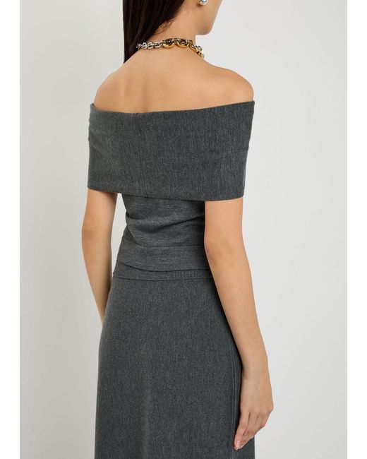 Jonathan Simkhai Gray Callahan Off-The-Shoulder Wool Top