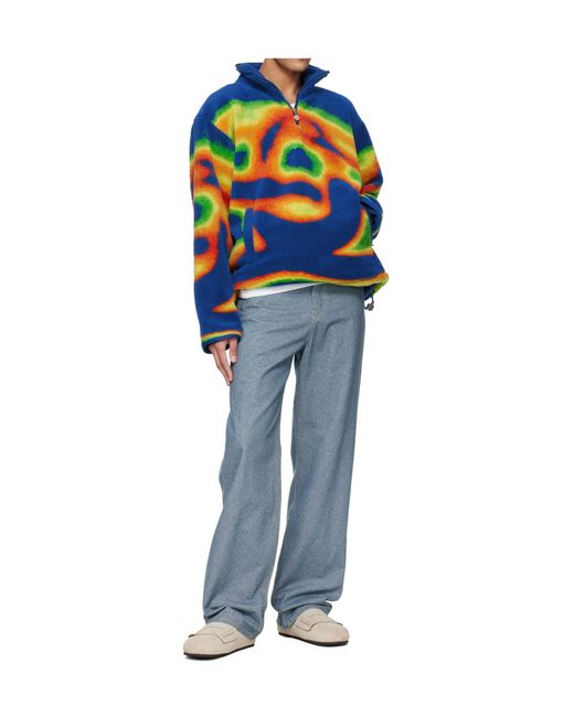 Casablanca Blue Zip Abstract Fleece Sweatshirt for men