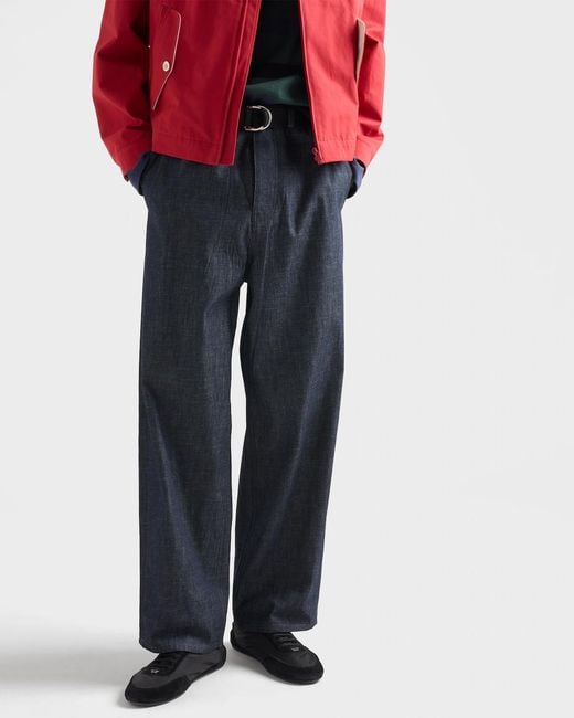 Prada Blue Regular Raw Denim Jeans for men