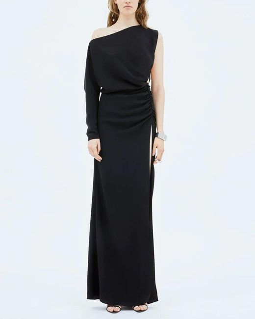 RED Valentino Black One-Word Shoulder Asymmetrical Design Dress