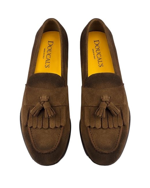 Doucal's Brown Tassel Loafers for men