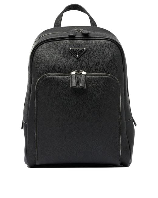 Prada Leather Backpack in Black for Men | Lyst UK