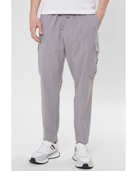 Boss Gray Boss Drawstring Tapered-Fit Pants for men