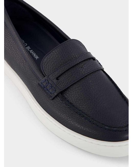 Manolo Blahnik Blue Round Head Loafer Shoes