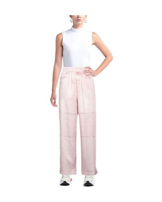 DIESEL Pink Solid Satin Long Pants