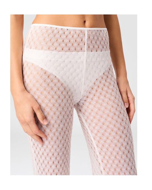 Missoni White Sheer Patterned Knitted Trousers