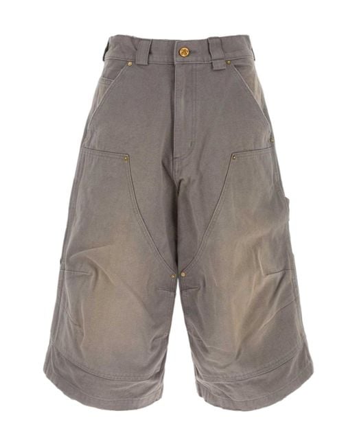 Willy Chavarria Gray Stockton Double Knee Bermuda Shorts for men