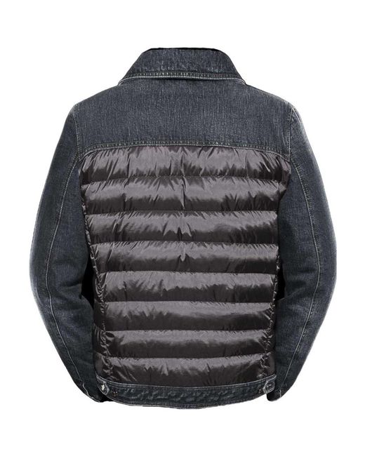 Moorer Gray Quilted Denim Down Jacket for men