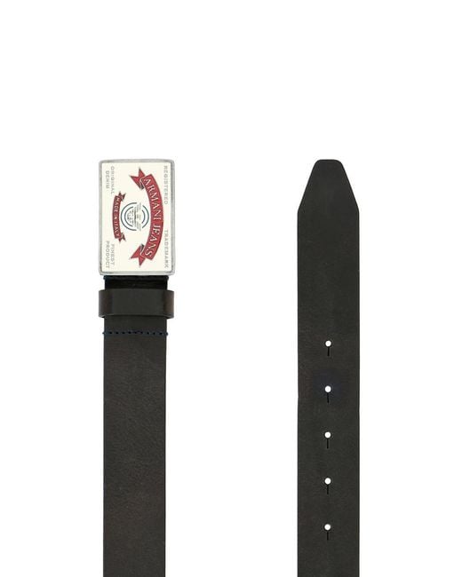 Armani Jeans Black Logo Belt for men