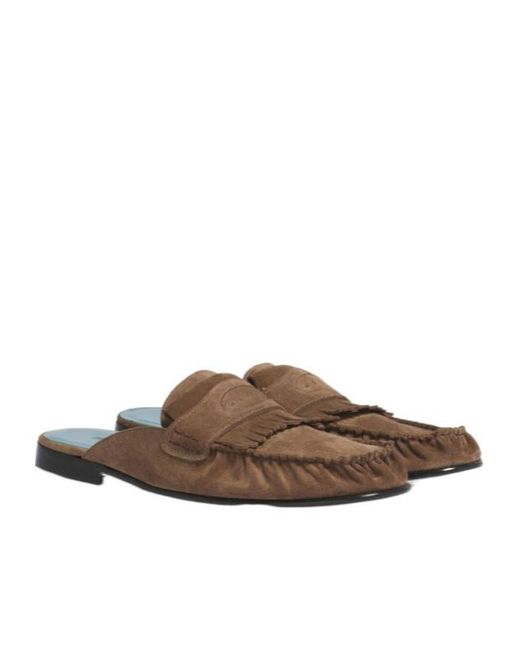 Marni Brown Fringe Trim Sabots for men