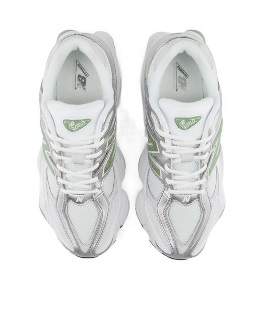 New Balance White 9060 Lace-Up Sneakers for men