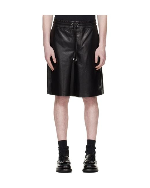 Amiri Black Ma Extra Large Drawstring Leather Shorts for men