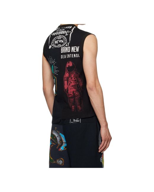 MARINE SERRE Blue Regenerated Graphic T-Shirts Tank Top for men