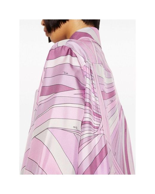 Emilio Pucci Purple Iride-Print Silk Shirt