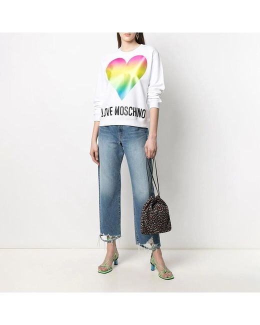 Moschino White Round-Necked Logo Sweater
