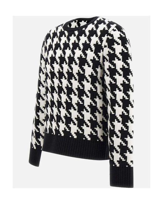 Thom Browne Black Houndstooth-Jacquard Jumper for men