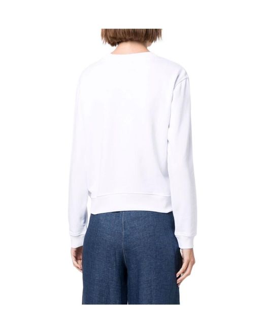 Emporio Armani White Floral Logo-Print Sweatshirt