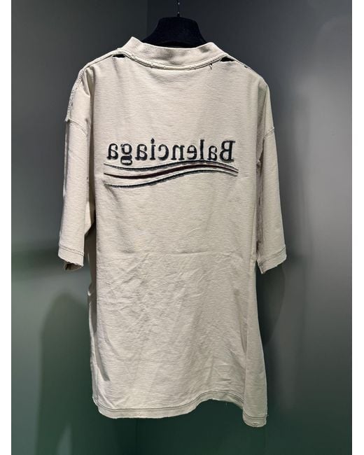 Balenciaga White Logo Printed Crewneck T-Shirt for men