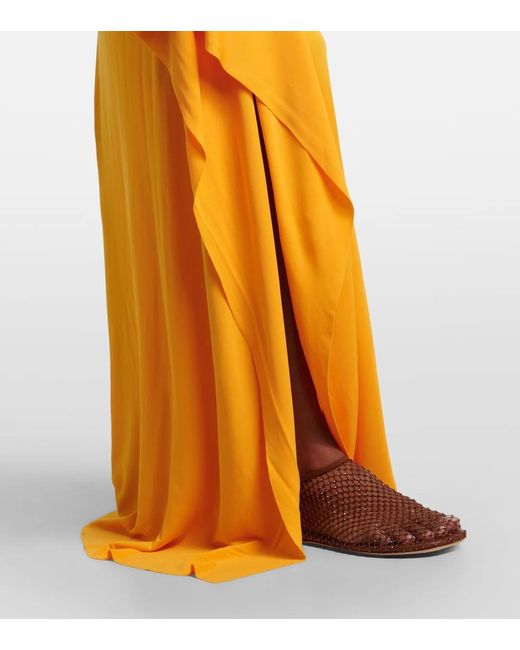 Christopher Esber Yellow Embellished Pleated Long Skirt