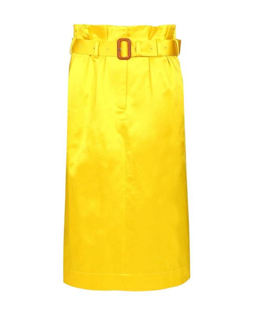 Dries Van Noten Yellow Seachy Belted Skirt