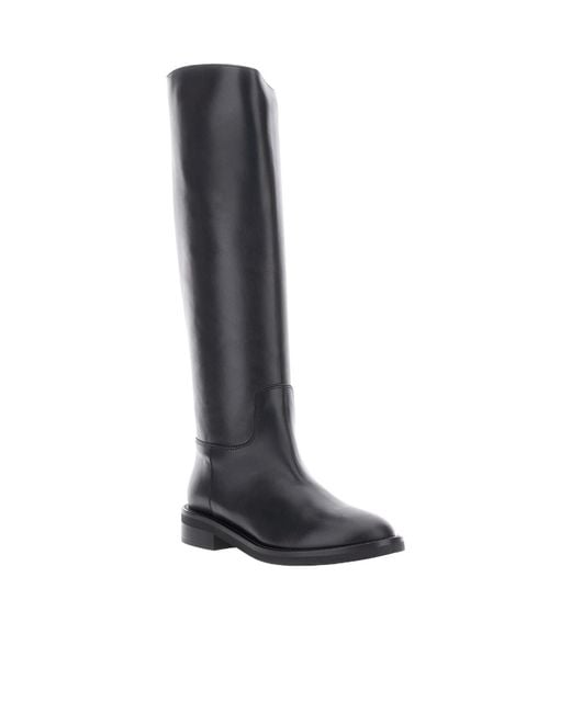 Via Roma 15 Black Round-Toe Boots