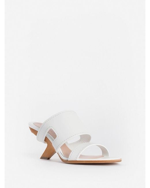 McQueen White No.13 Wedge Mules