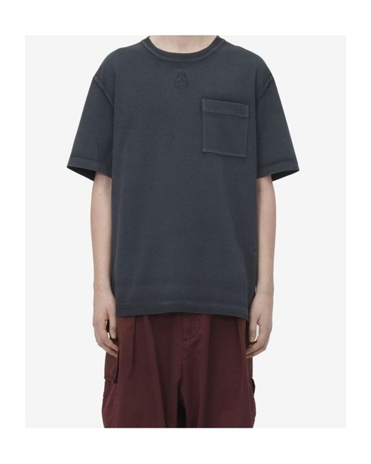 McQueen Blue Skull Embroidered Crewneck T-Shirt for men