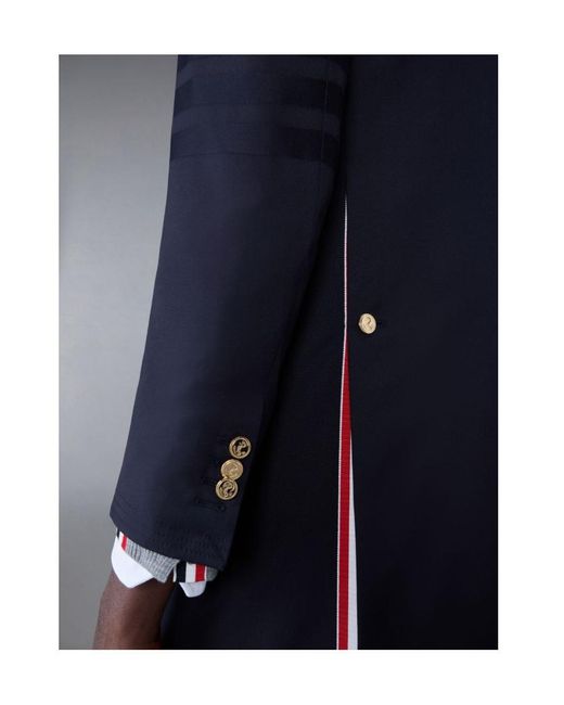 Thom Browne Blue Stripe-Detail Single-Breasted Coat for men