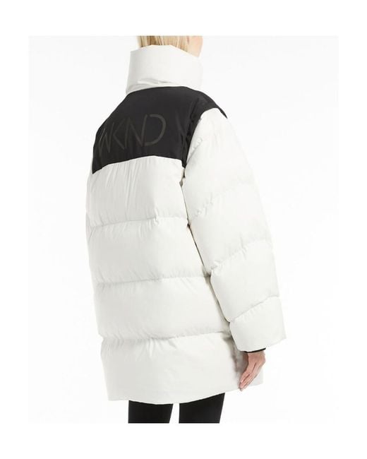 Weekend by Maxmara White Down Jacket With Logo Collar