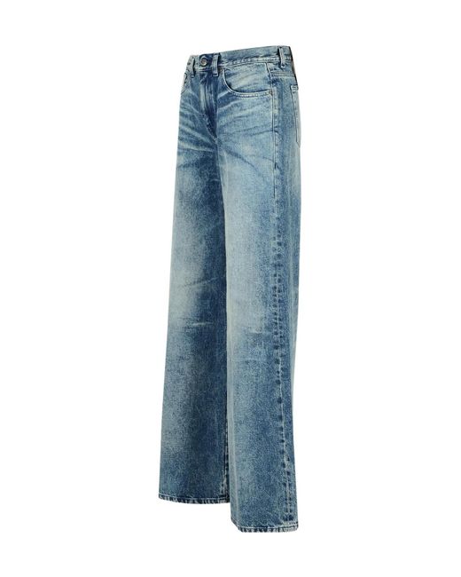 DIESEL Blue Logo Patch Wide-Leg Jeans