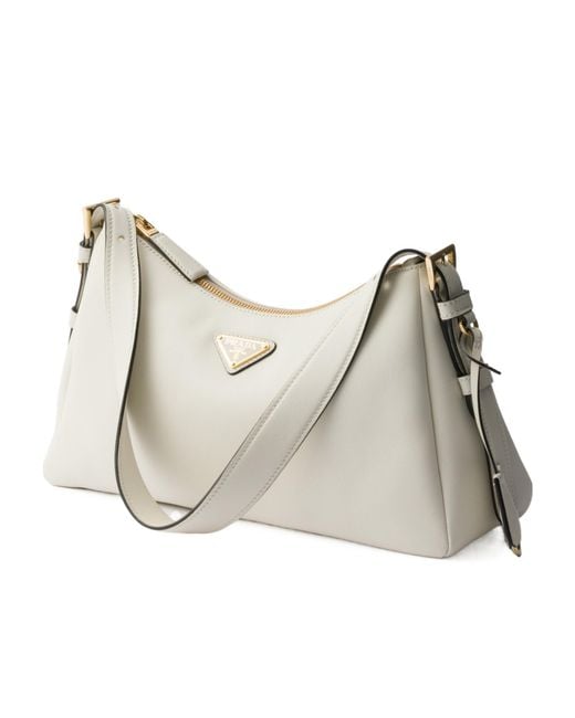 Prada Gray Medium Leather Aimée Shoulder Bag