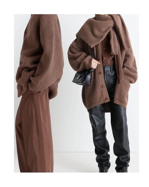 Lemaire Brown V-Neck Button-Up Cardigan for men