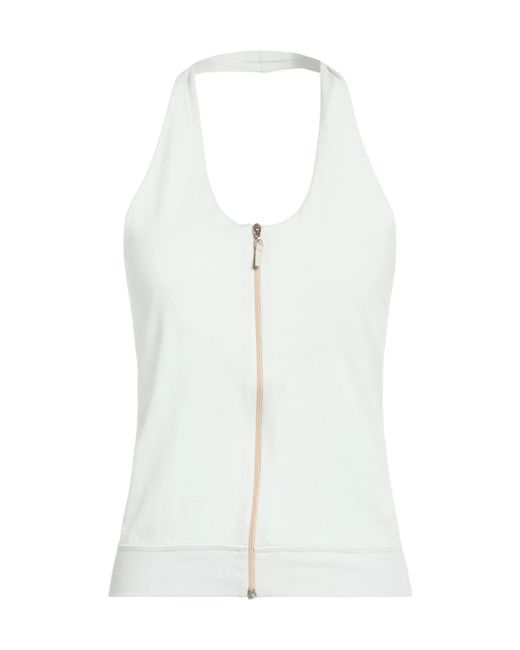 Brunello Cucinelli White Solid Color Sleeveless Cami Top
