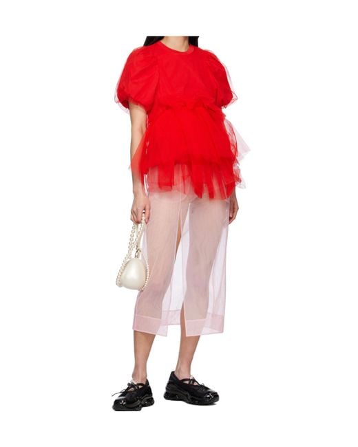 Simone Rocha Pink Sheer Slit Skirt