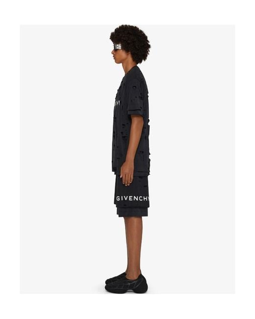 Givenchy Black Archetype Destroyed Effect Detailed Shorts for men