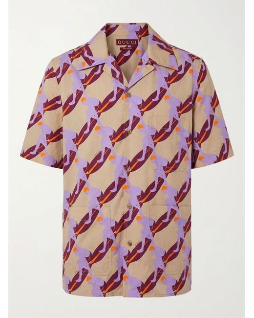 Gucci Red Graphic Print Short-Sleeve Shirt for men