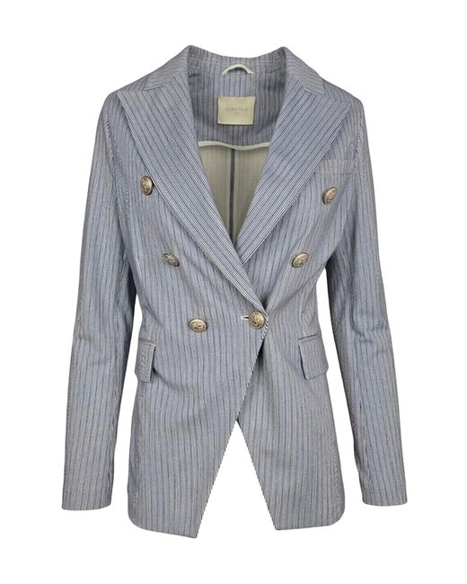 Circolo 1901 Blue Double-Breasted Suit Jacket