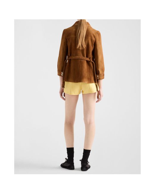 Prada Natural Zip-Up Shorts
