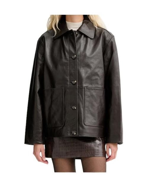 Rag & Bone Black Long-Sleeved Leather Jacket