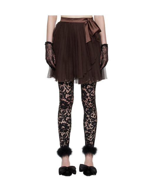 Valentino Brown Pleated Midi Skirt